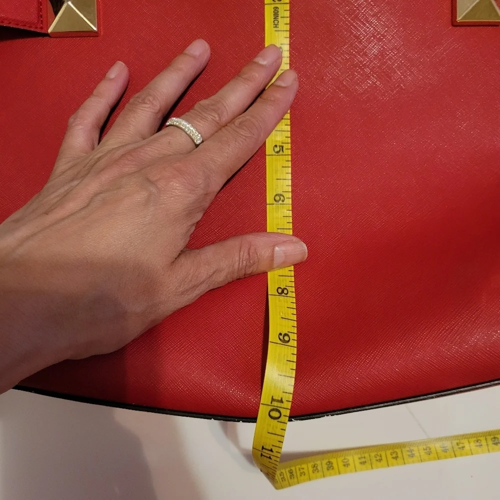Michael‎ Kors Karla Red Leather Satchel w. Gold Hardware Office Siren Maximalist